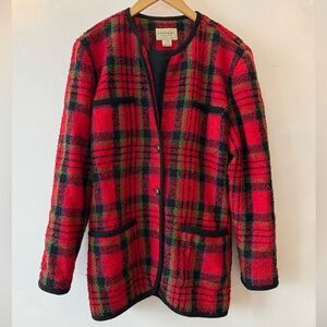 EMANUEL UNGARO Vintage 1980’s wool Red Plaid Jacket size 12 | 46 Hong Kong